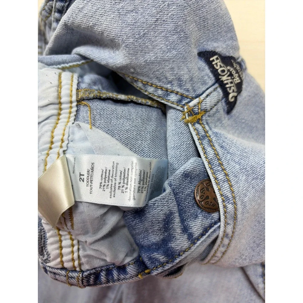OshKosh Bgosh Toddler Boys Light Wash Denim Carpenter Overalls Size 2T Blue